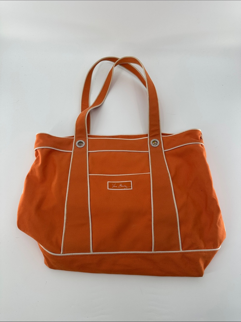 Vera Bradley Orange Canvas Tote with Cream Piping